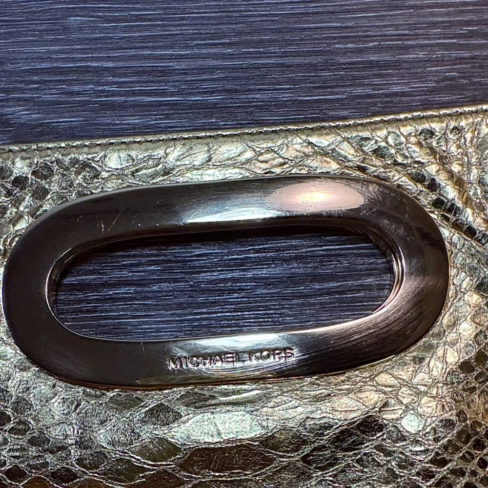Michael Kors Metallic Gold Snakeskin Clutch handbag